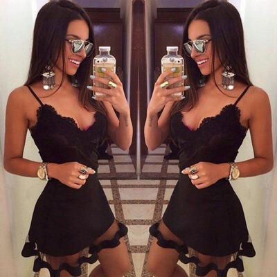 

Vintage Boho Embroidery Floral Lace V-neck Dress Crochet Shirt Tops Mini Party Dress