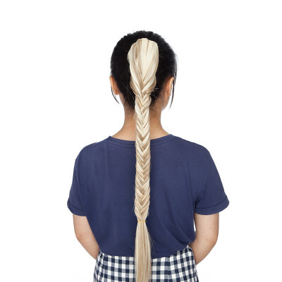 

21 Inches Ponytail Fishtail Braid Extension Long Clip on Bun with Claw Clip Synthetic Ponytail Hairpieces