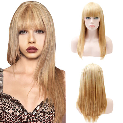 

〖Follure〗Fashion Blonde Long Straight Wig Synthetic Fringe Long Wigs 25 inches