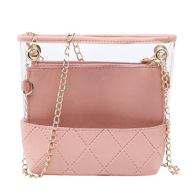 

2pcsset Solid Color Clear Shoulder Handbags Women Chain Crossbody Bags