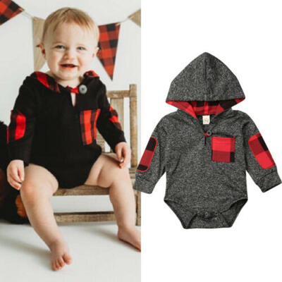 

AU Stock Newborn Infant Baby Boy Hooded Bodysuit Romper Jumpsuit Clothes Outfits