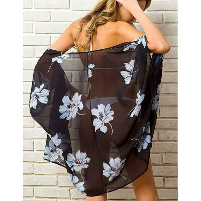 

Women Vintage Floral Chiffon Shawl Beach Bathing Suit Cardigan Bikini Swimwear Cover Up Kimono Dress Blouse Vest Shirt Coat Jacket