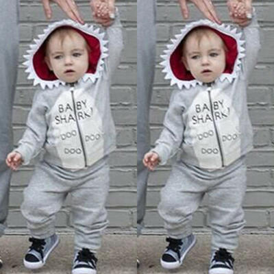 

UK Cotton Kids Baby Boy Hoodie Clothes T-shirt Tops Pants Outfits Set Tracksuit