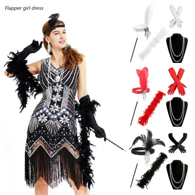 

5pcsset Ladies Flapper Fancy Dress Accessories 20s Charleston Costume outfit