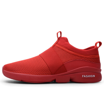

Men Fashion Vulcanize Sneakers Male Solid Color Elastic Slip on Shoe Red Flat Bottom Casual Shoes Erkek Ayakkabi Big Size 39-46