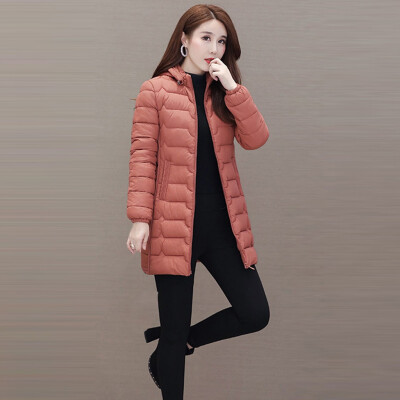 

Tailored Fashion Women Outerwear Long Sleeve Zipper Tops Hooded Button Cotton-padded Coat