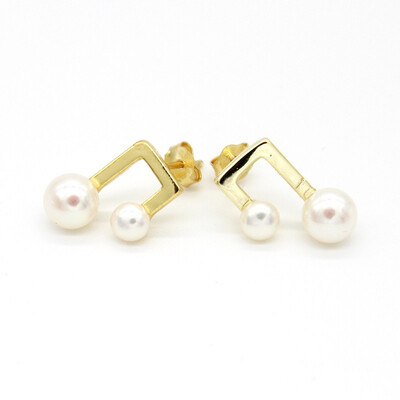 

Qingtian zhenzhu fashion notes pearl earrings water pearl s925 silver white pearl gold 16345
