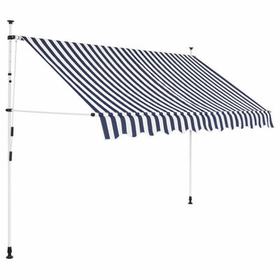 

Manual Retractable Awning 984" Blue&White Stripes