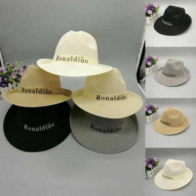 

5 Color Men Wide Brim Jazz Hat Cap Travel Beach Straw Panama Cowboy Sunhat Topee
