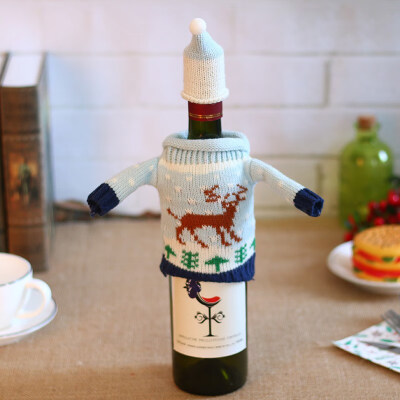 

FUNNYBUNNY Christmas Knit Christmas Elk Wine Bottle Set Creative Sweater Wine Set Holiday Decorations