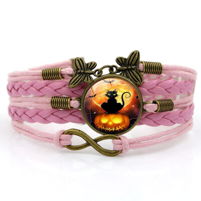 

Styles Women Halloween Time Gemstone Bracelet Butterfly Wristband Lovers Gift