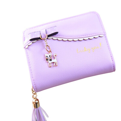 

Tailored Fashion Women Wallet Cute Cat Wallets Purses Pendant Bowknot Short