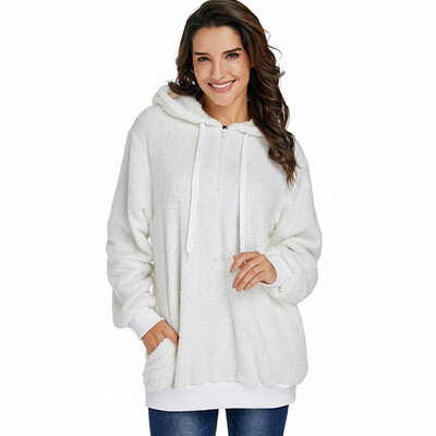 

Plush womens sweatshirt hood velvet loose long-sleeved hooded warm womens sweatshirt