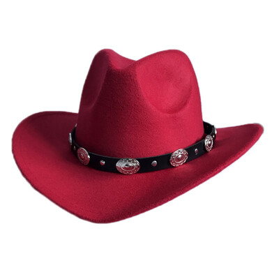 

9 Colors Unisex Women Men Woolen Cowboy Hat Wide Brim Trilby Hat