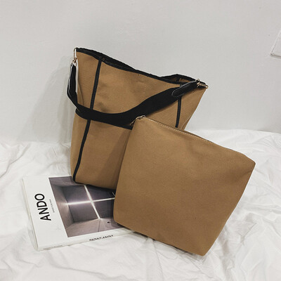 

Tailored Fashion Women Canvas Pure Color Shoulder Bags Large Capacity Shopping Bags