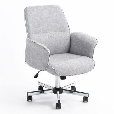 

Mid Back Desk Task Office Chair Padded Seat Lumbar Support Velvet Fabric Gray