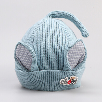 

Korean version autumn&winter baby childrens new knitting cotton Pullover hat rabbit ear letter cartoon fashion single hat