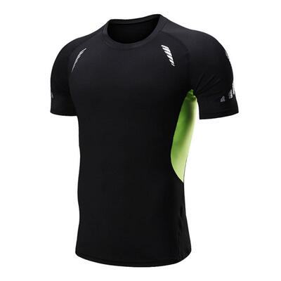 

Quick-Drying Breathable Skinny Short Sleeve T Shirts Mens Casual Sports High Elasticity Fitness Clothes Black Green