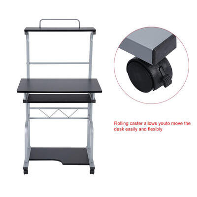 

Greensen Portable Wooden Computer Desk Rolling Mobile Stand Workstation Laptop Table for Home Office