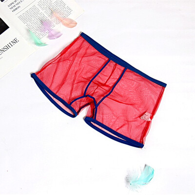 

Flash cool fluorescent shorts mesh yarn mens underwear sexy transparent underwear