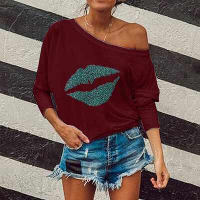 

Tailored Women Fashion Sexy Lips Print Long-sleeved Hoodie Sweatshirt Tops Blouse