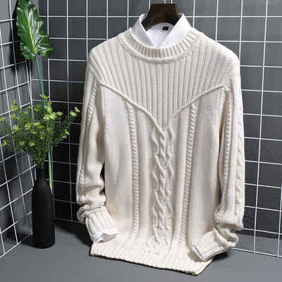 

Toponeto Mens Autumn Winter Pullover Knitted Raglan Choker Broken Hole Sweater Blouse Top
