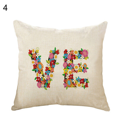 

Romantic Love Pillow Cover Linen Cushion Case Home Car Sofa Bedroom Hotel Decor