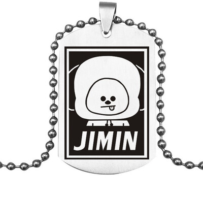 

KPOP BTS Bangtan Boys Same paragraph Cartoon Avatar Printing Pendant Necklace Alloy Couple Necklace Best Gift for ARMY