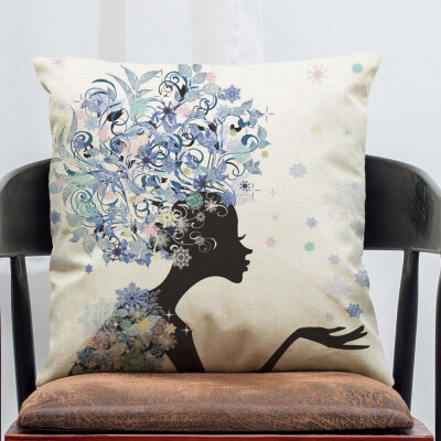 

Siaonvr Dream Butterfly Girl Cotton Linen Throw Pillow Case Cushion Cover Home Decor B