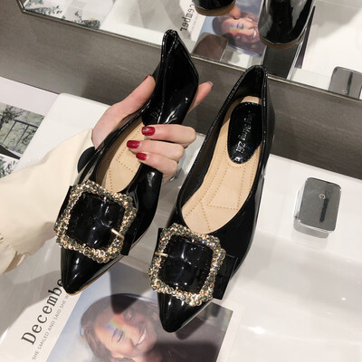 

Pointed Single Shoe Girl Summer Sennu Baitai Flat Bottom Bean Shoes Chic Korean Version Fairy Shoes