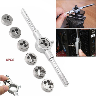 

〖Follure〗M3-M12 Manual Screw Thread Metric Plugs Taps Wrench Die Wrench Tap Set 8pcs