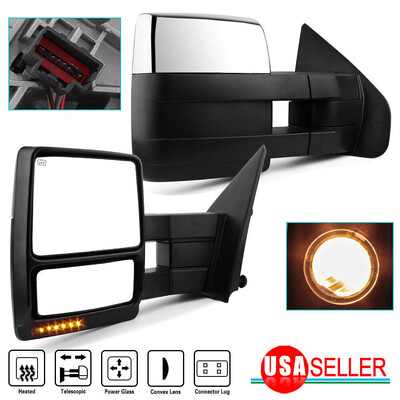 

For LeftRight 04-14 Ford F150 PowerHeatedLED SignalPuddle Tow Side Mirror