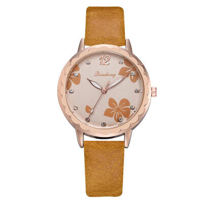 

New Product Womens Watches Fashion Digital Dot Flower Dial Ladies Quartz Wristwatch Leather Strap Clock Bayan Kol Saati50