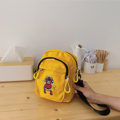 

Xiao Qingxin Single Shoulder Bag Girl Student Slant Bag ins Simplified Sen Summer Canvas Mobile Bag