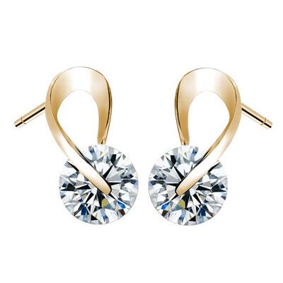 

2019 New Design Korean Fanshion Women Jewelry Luxury Zircon Crystal Spiral Earrings