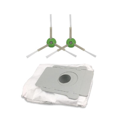 

2Pcs Dirt Dust Disposal Bags 2Pcs Side Brushes Replacement Parts Compatible with i7 i7 E5 E6 Vacuum Cleaner