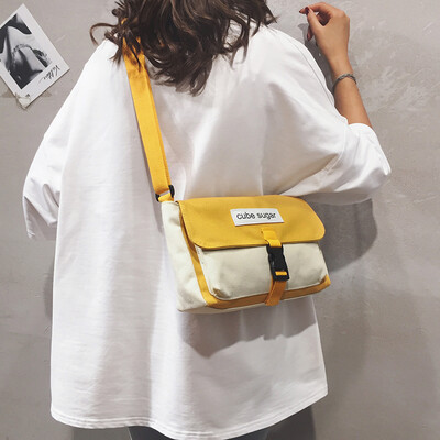 

Ancient sense bag female 2019 new Korean version of the wild wide shoulder strap Messenger bag Harajuku style student canvas shoulder bag