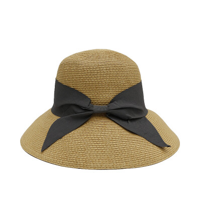 

Beach folding outdoor trip new straw hat female butterfly tie small fresh sunshade sun cap