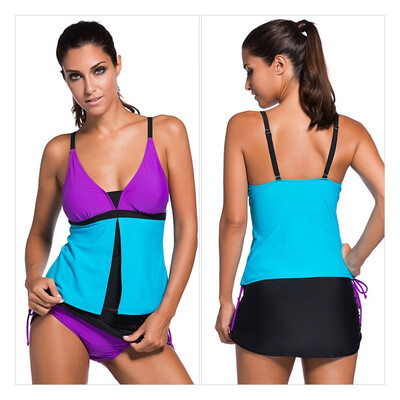 

sexy tube top suspenders with detachable cup cotton skirt split swimsuit
