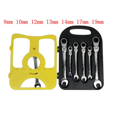 

〖Follure〗Double Box End Ratcheting Wrench Flex-Head Extra Long 5 PC Set Metric 8mm - 19m