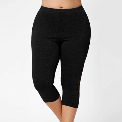 

Tailored Womens Plus Size High Waist Lace Splicing Leggings Short Yoga Sport Print Pants