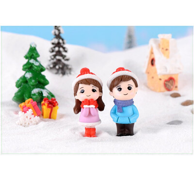 

Tailored Mini Couple snowman Statue Resin Craftwork Garden Miniature Micro Landscape Deco
