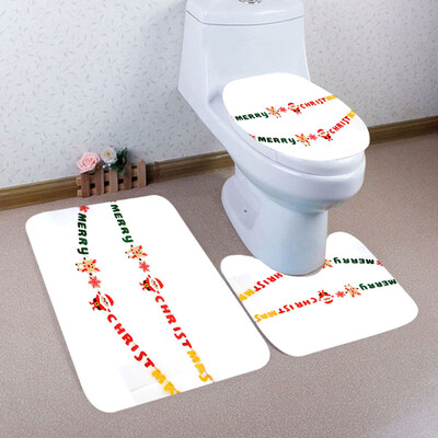 

〖Follure〗3PCS Christmas Bathroom Non-Slip Pedestal Rug Lid Toilet Cover Bath Mat Set
