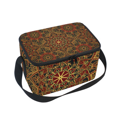 

ALAZA Insulated Lunch Box Dark East Medieval Pattern Lunch Bag for Men Women Portable Tote Bag Cooler Bag