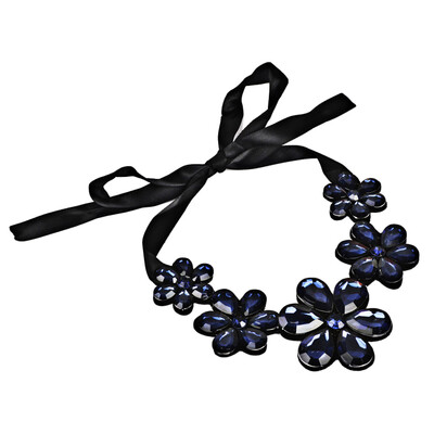 

Women Fashion Crystal Flower Charm Choker Chunky Statement Bib Chain Necklace