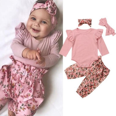

Cute Newborn Infant Kids Baby Girls Long Sleeve Tops Romper Floral Pants Outfits Clothes Set