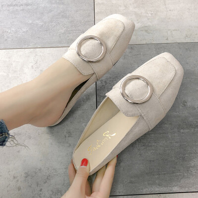 

No heel lazy bag head half slippers female outside wearing summer fashion flat-bottomed hundred spout slippers