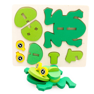 

Gotoamei Montessori Mini 3D Puzzle Kids Educational Funny Toy Wooden Colorful Jigsaw Gift