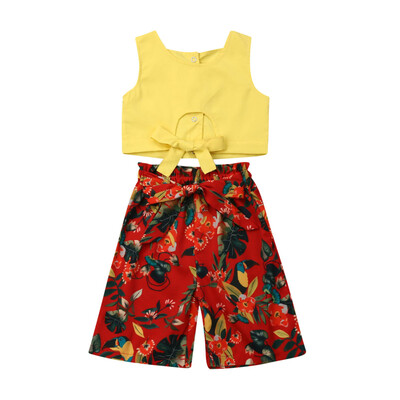 

Summer Toddler Baby Girls Tank Crop TopsFloral Pants Leggings Outfits Clothes