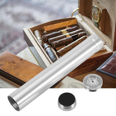 

Greensen Portable Travel Metal Single Cigar Moisturizing t Tube Holder With Moisture Meter